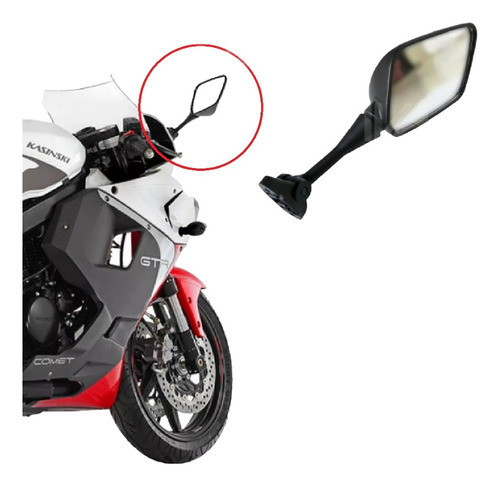 1 Retrovisor Lado Direito Moto Comet Gtr 250 E 650 Cor Preto 0