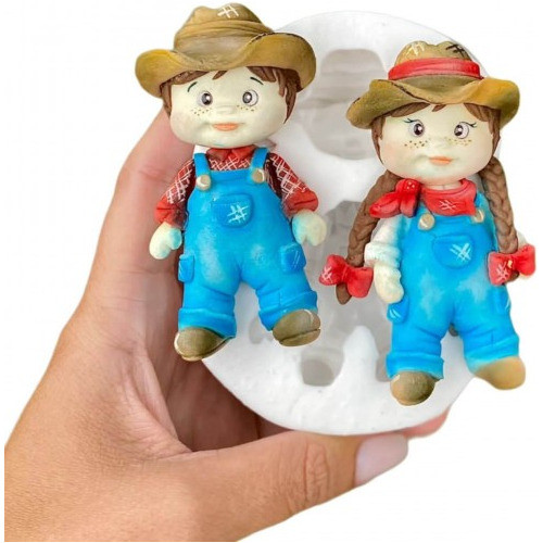 Molde De Silicone Fazendinha 2 Em 1 - Casal De Fazendeiros 0