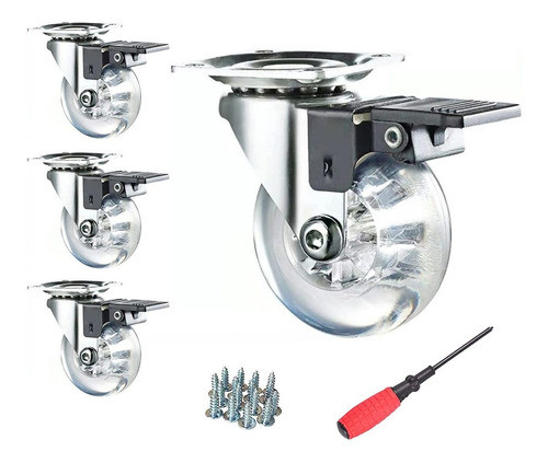 4 Ruedas Giratorias Con Freno De 3 Pulgadas, Para Muebles. 0