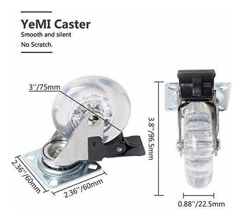 4 Ruedas Giratorias Con Freno De 3 Pulgadas, Para Muebles. 1