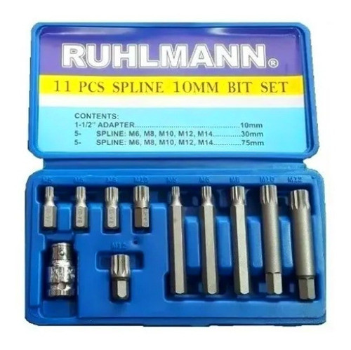 Juego X 11 Punta Multiestrias + Maletin Mecanico Motor Moto Auto Ruhlmann 0