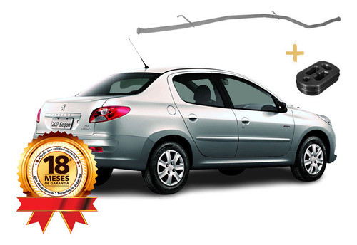 Caño Intermedio Peugeot 207 1.4 Sedan + Soporte De Goma 1