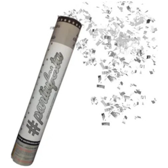 Lança Confete Festa Metalizado Prata Réveillon 1 Lança Confete Festa Metalizado Prata Réveillon 1