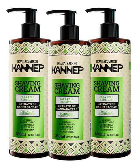 Kit 03 Shaving Cream Peles Sensíveis Kannep Embaixador 380ml 0