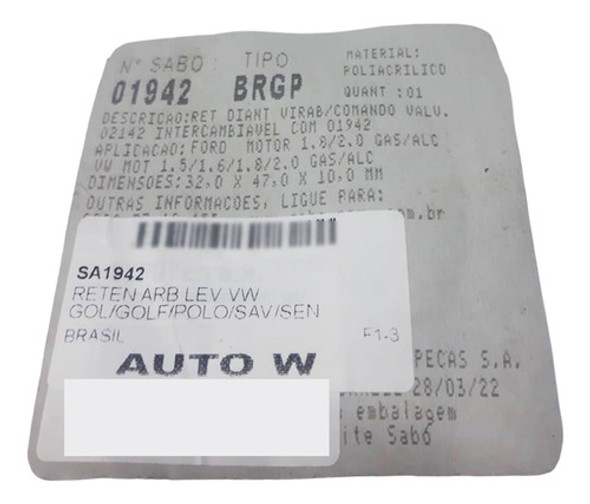 Reten De Arbol De Levas Vw Gol 1.6 1.9 2.0 Sabo 1