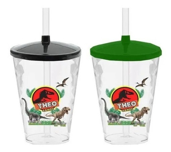 10 Mini Copos Twister 300ml C/ Tampa E Canudo Personalizado 1