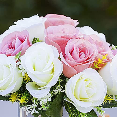 Enova Home Arreglo Floral De Rosas De Seda De 18 Cabezas En 1