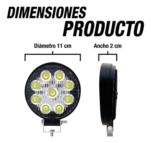 Faro Led Circular 9 Led- 27 Watts 12v X 6 Unidades 1