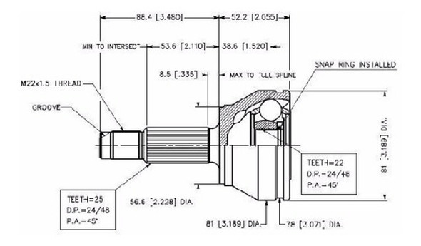 Homocineticas (2) Ford Fiesta - Escort Ztec  Estrias 25/22 1