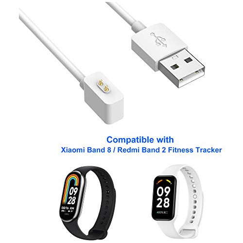 2 Cargadores 1m Para Xiaomi Mi Band 8/redmi Band 2 Blanco 1