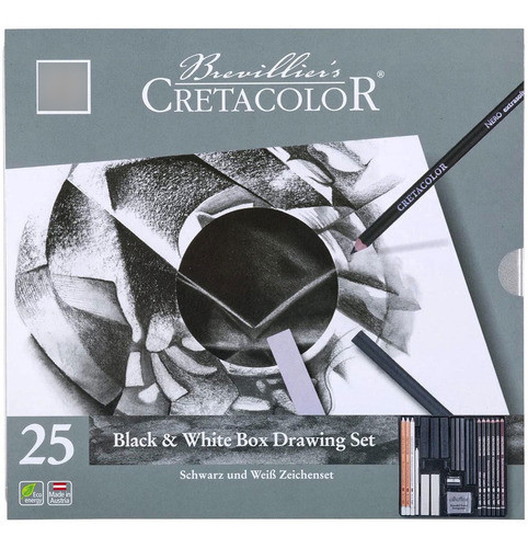 Estojo Desenho Black & White Box Drawing 25 Pecas Cretacolor 0