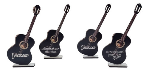 Kit Violão Mdf Jesus Músico Enfeite Instrumento - 5 Unidades 0