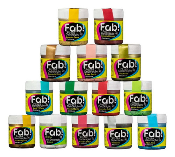 10un Pó Para Decoração Fab - Corante Comestível Bolo 0 10un Pó Para Decoração Fab - Corante Comestível Bolo 0