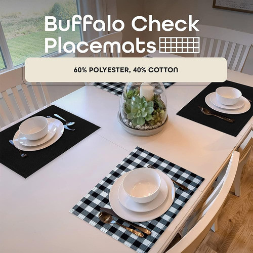 Manteles Individuales Reversibles Buffalo Check, Paquete De 1