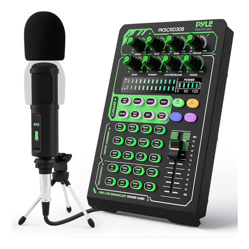 Mezclador Portatil Dj Tarjeta Transmisión Vivo C/ Micrófono 0