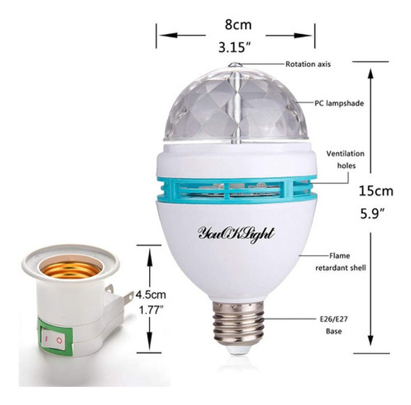Luz De Discoteca Rgb Giratoria E26 Para Fiestas Y Celebracio 1 Luz De Discoteca Rgb Giratoria E26 Para Fiestas Y Celebracio 1