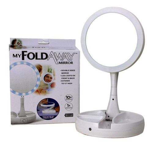 Espejo Maquillaje Luz Led Doble Faz Pie Regul.360 Pila Cable 0