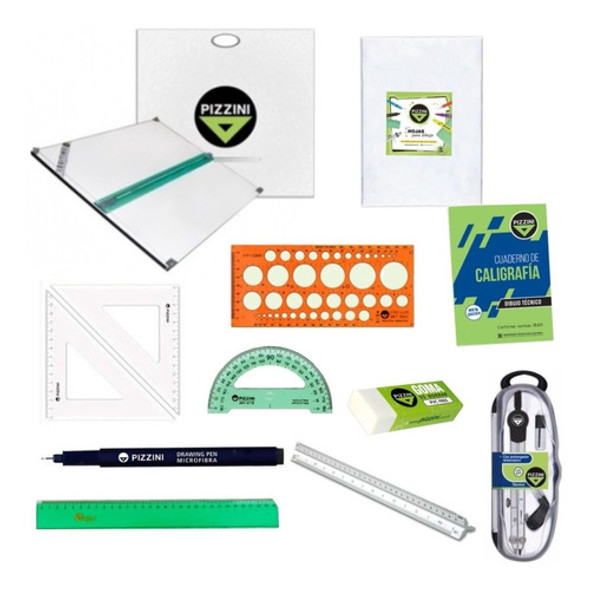 Kit Completo 50x60 Tablero Pizzini Bolsa Dibujo Regalo 0