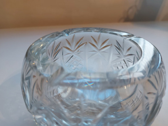 Antiguo Cenicero De Cristal Labrado 1