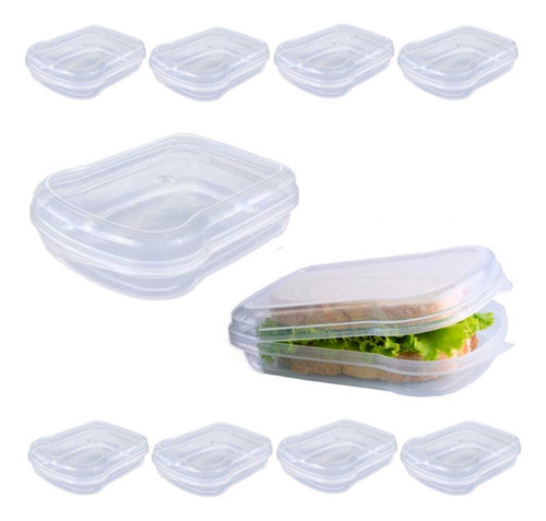 Kit 10 Porta Lanche Sanduíche Pão De Forma Atacado Revenda 0