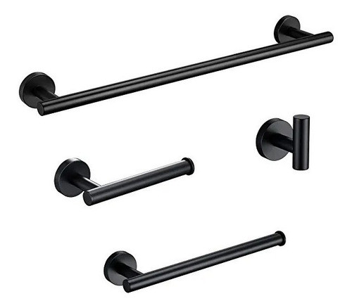 Set Para Baño De 4 Pcs Negro Mate 0