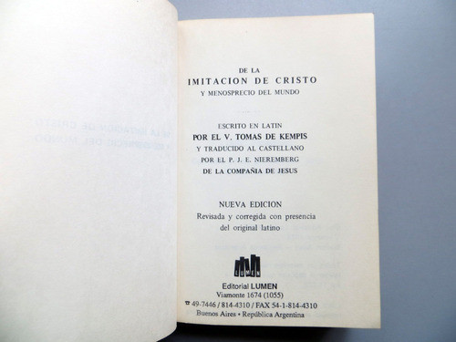 Imitación De Cristo Y Menosprecio Del Mundo Tomas De Kempis 1