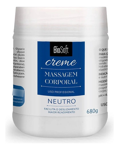 Creme Para Massagem Bio Soft Neutro 680g 0