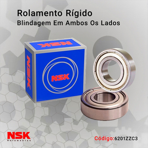 Rolamento Rígido 6201-zz-c3 Blindagem Ambos Os Lado Nsk 1