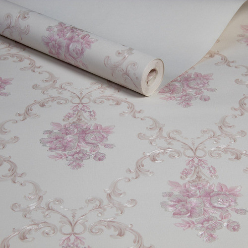Papel De Parede Vinilico Lavavel Arabesco Rosa Creme 10m Texturizado Relevo Alto Padrão Importad 0