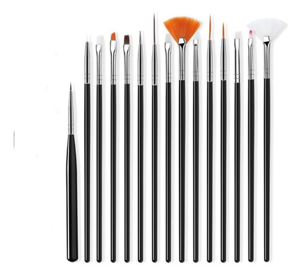 Kit De 15 Pinceles Para Decoración Uñas Profesional Manicuri 1