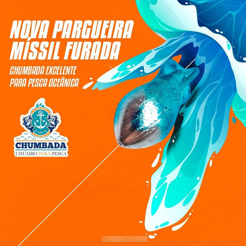 Chumbada Pargueira Furada  Míssil 250g  Kit Com 2 Unidades 1