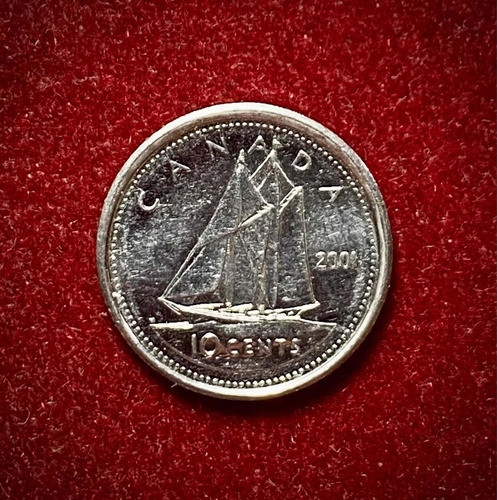 Moneda 10 Centavos Canadá 2001 Km 183 B Elizabeth 2 0