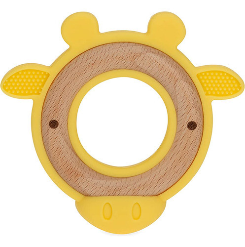 Mordedor De Madera Natural Nuby Con Silicona Suave, Diseño M 0