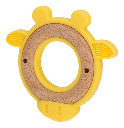 Mordedor De Madera Natural Nuby Con Silicona Suave, Diseño M 1