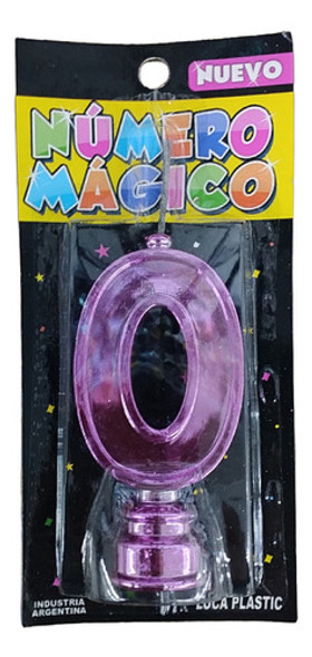 Vela Numero Metalizada Rosa N°0 0
