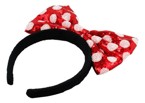 Tiara Laço Vermelho Branco Lantejoulas Minnie - Disney 1