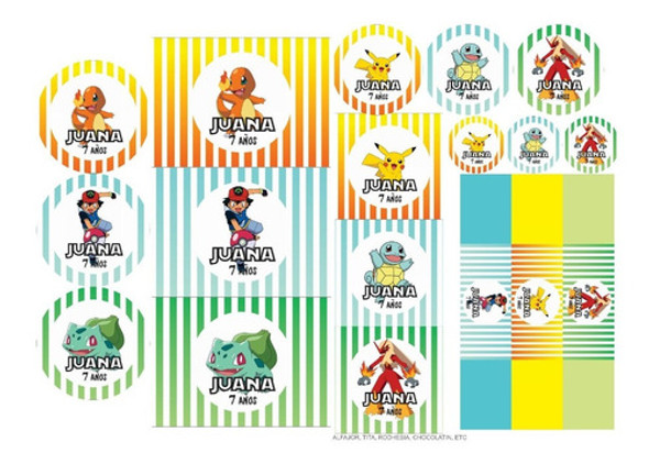 Kit Stckers Candy Bar Pokemon 120u 0