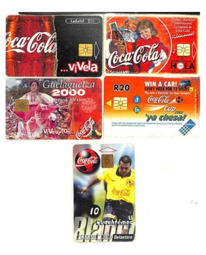 5 Cartões Telefônicos - Coca Cola - México - Ladatel 0
