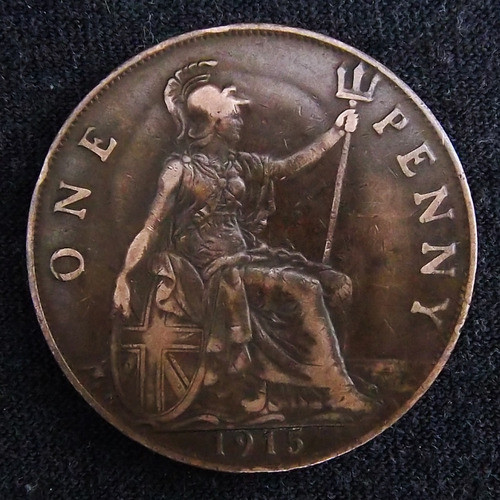 Gran Bretaña 1 Penny 1915 Mb Km 810 Jorge V 0