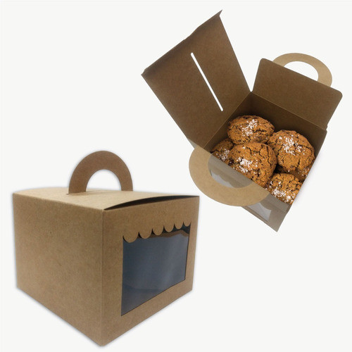 Caja Para Cookies Golosinas Regalos Kraft C/ Visor Pack X50 0