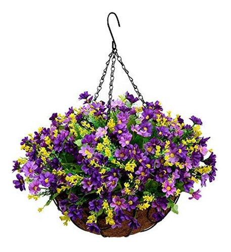 Flores Artificiales Colgantes En Canasta Exterior Interior P 0