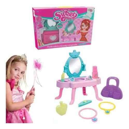 Penteadeira Beauty Compacta Com Acessórios Beleza Brinquedo 1