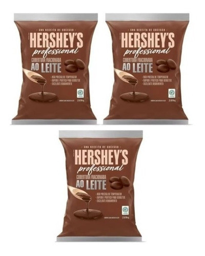 Cobertura Fracionada De Chocolate Hersheys  2,01kg Kit C/3 0