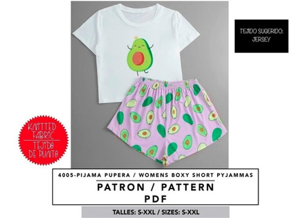 Molde De Costura, Patron Pijama Pupera Dama , Imprimible 1 Molde De Costura, Patron Pijama Pupera Dama , Imprimible 1