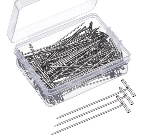 Broches De 5 Cm En Pack De 100 Con Caja De Plástico Plata 0