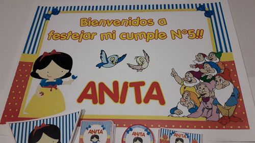 Blanca Nieves Kit Cumple Cartel Impreso Y Cortado 0