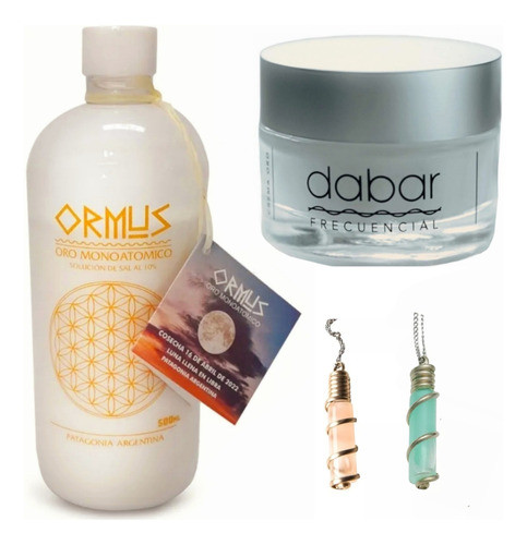 Crema Oro 50ml + Ormus 500ml + 2 Colgantes  1 Cobre + 1 Zinc 0