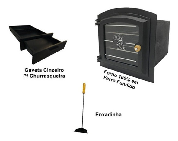 Forno Ferro Fundido P/fogão À Lenha Peq + Gaveta + Enaxinha 1