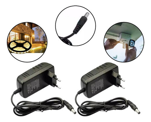 2 Fonte Universal 12v 10a Bivolt Cameras, Fita Led 5050 3528 0