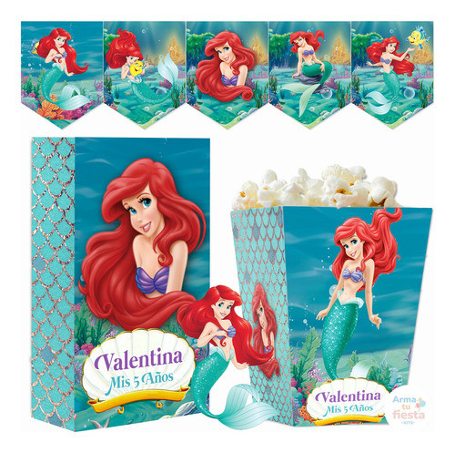 Kit Imprimible La Sirenita Ariel Texto Editable 0